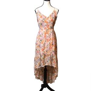 Blashe Womens Liberty Floral Sundress Size L High Low Ruffles Orange Fairy Girly
